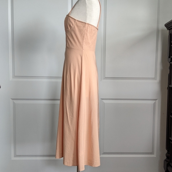 WeWoreWhat Dress Midi Sweetheart Neckline Swiss Dot Button Front Maple L NWT - Picture 10 of 16